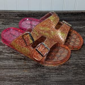Torrid Women's Multicolor Sparkle Double Buckle Jelly Slip On Sandal Size 8 W